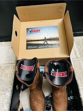 Rocky Boys Brown Leather Western Work Boots